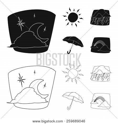 Vector Design Of Weather And Climate Symbol. Set Of Weather And Cloud Stock Vector Illustration.