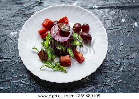 Salad. Vegetable Salad. Spring Vegetable Salad. Fresh Vegetable Salad With Tomatoes  And Olive Oil.t