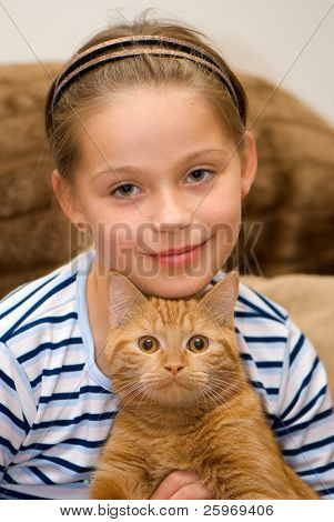 Dziewczyna z czerwony kot. Portret