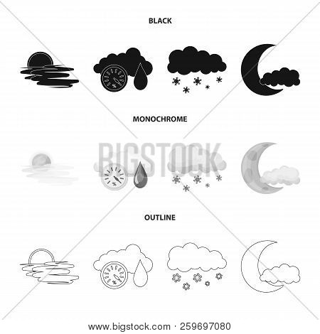 Vector Design Of Weather And Climate Icon. Set Of Weather And Cloud Vector Icon For Stock.