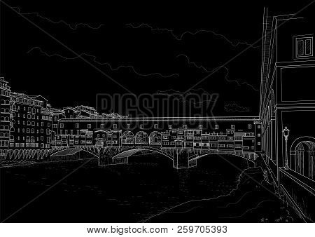 Cketch Of The Old Bridge In Florence