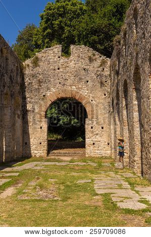 Butrint, Albania- 29 June 2014: Remains Of A Christian Basilica From The 6th Century In Buthrotum, A