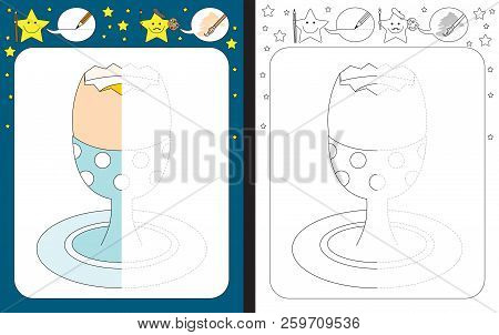 Preschool Worksheet For Practicing Fine Motor Skills - Tracing Dashed Lines - Finish The Illustratio