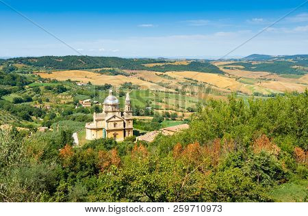 San Biagio Is A Renaissance Greek Cross Central Plan Church Outside Montepulciano, Tuscany, Italy