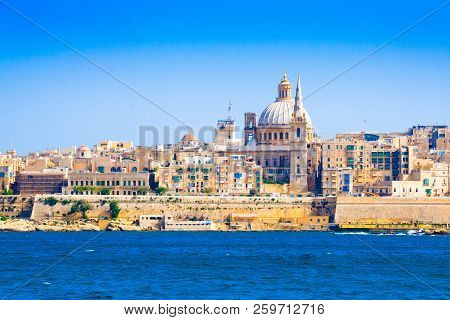 Skyline Of Valleta, The Capital City Of Malta In Summer