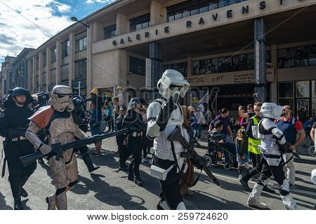 Brussels, Belgium - September 15,2018 : Brussels Celebrates The Comic Strip Festival With Exhibition