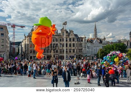 Brussels, Belgium - September 15,2018 : Brussels Celebrates The Comic Strip Festival With Exhibition