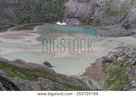 Glacier Lake At The Pasterze Glacier In The Austrian Alps.