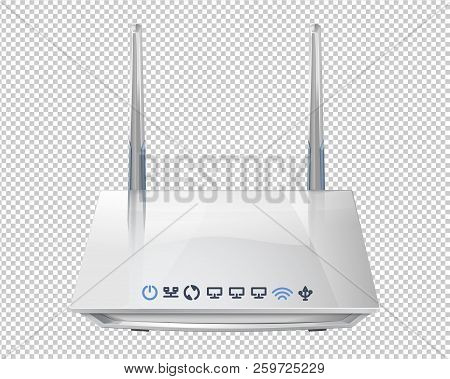 Realistic 3d Wireless Router Isolated On Transparent Background. Source Of Wi-fi And Theinternet. Ve