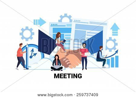 Team Brainstorming Business Meeting Concept Business People Hand Shake Partnership Successful Agreem