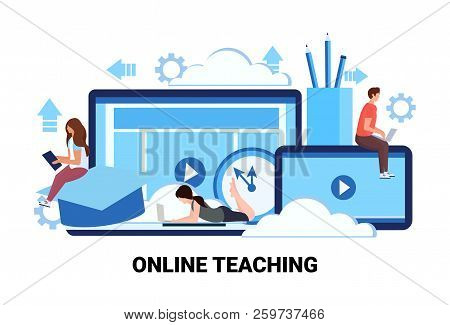 People Studying Computer Application Training Courses Education Online Teaching Business Concept Man