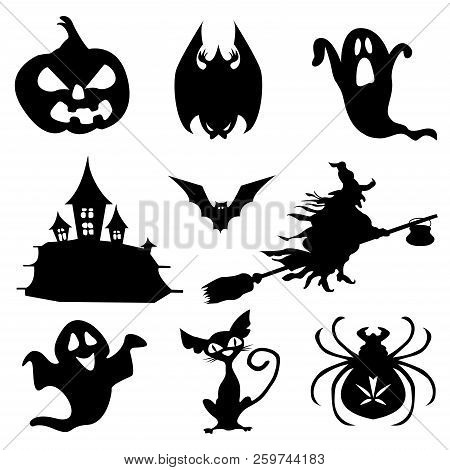 Haloween icons set in black. Simple illustration of Haloween vector icons for web