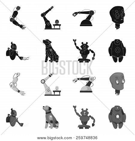 Vector Design Of Robot And Factory Symbol. Collection Of Robot And Space Vector Icon For Stock.