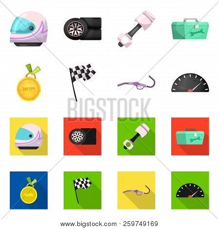 Vector Illustration Of Car And Rally Symbol. Collection Of Car And Race Vector Icon For Stock.