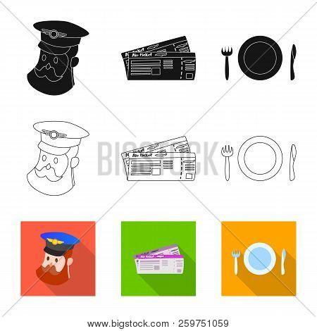 Vector Illustration Of Airport And Airplane Icon. Collection Of Airport And Plane Vector Icon For St