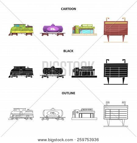 Vector Design Of Train And Station Logo. Set Of Train And Ticket Vector Icon For Stock.