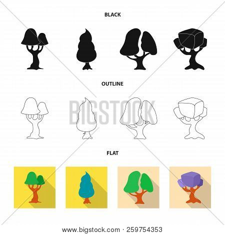 Isolated Object Of Tree And Nature Icon. Set Of Tree And Crown Vector Icon For Stock.