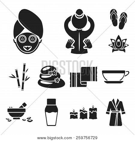 Spa Salon And Equipment Black Icons In Set Collection For Design. Relaxation And Rest Vector Symbol 