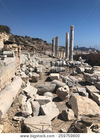 Ruins and archaeological site of Knidos, city of ancient greece  