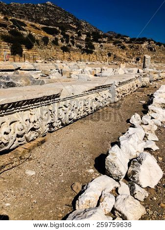 Ruins and archaeological site of Knidos, city of ancient greece  