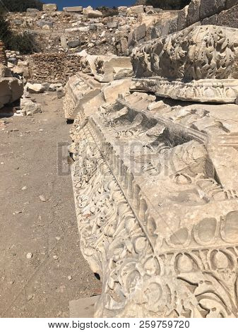 Ruins and archaeological site of Knidos, city of ancient greece  