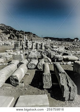 Ruins and archaeological site of Knidos, city of ancient greece  