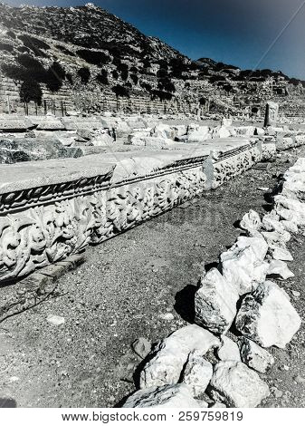 Ruins and archaeological site of Knidos, city of ancient greece  