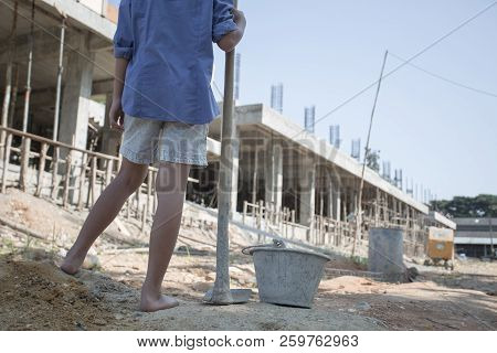 Poor Children Working At Construction Site Against Children Labour,  World Day Against Child Labour 