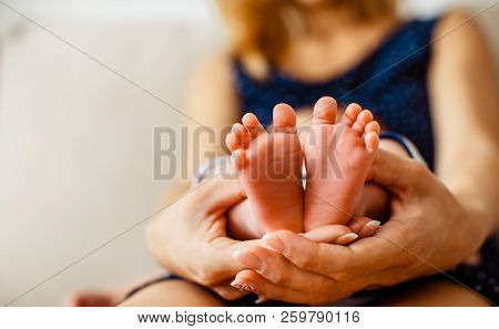 Cute Newborn Baby's Feet With Spread Out Toes