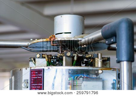 Fragment Of Industrial Mechanism With Pneumatic Pipes.