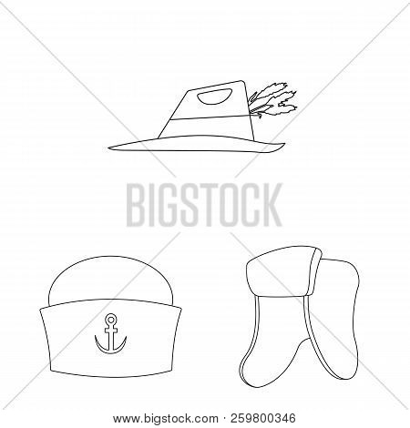 Isolated Object Of Headgear And Cap Symbol. Set Of Headgear And Accessory Stock Vector Illustration.