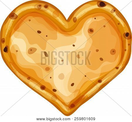Pepperoni Pizza In The Shape Of A Heart. Isolated Vector Illustration.