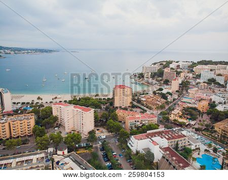 Aerial View Sants-montjuic Residential District From Helicopter. Barcelona