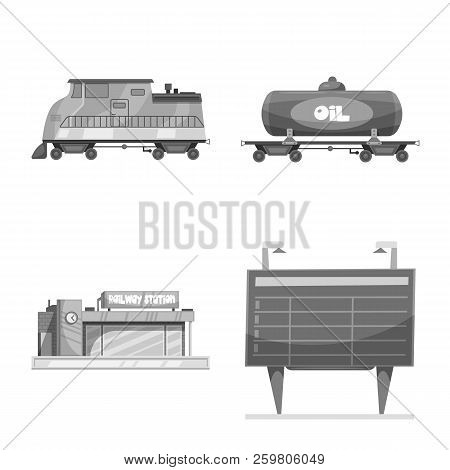 Isolated Object Of Train And Station Logo. Collection Of Train And Ticket Stock Vector Illustration.
