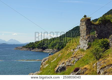 Strome Castle Is The Ruin Of A Lowland Castle On The Banks Of Loch Carron In Stromemore, 5.5 Km Sout