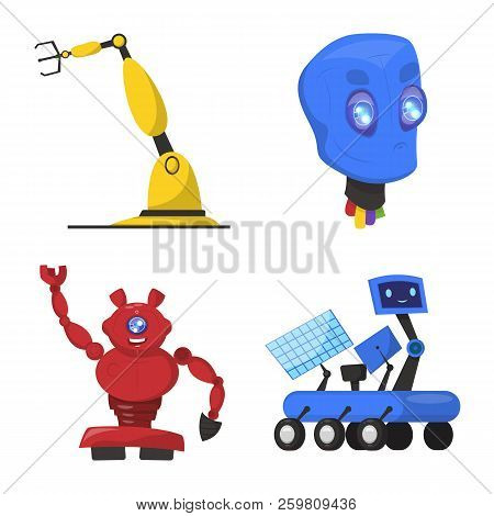 Vector Illustration Of Robot And Factory Symbol. Set Of Robot And Space Stock Vector Illustration.