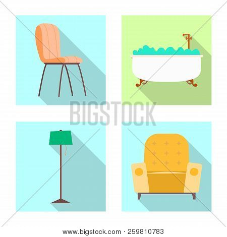 Isolated Object Of Furniture And Apartment Sign. Set Of Furniture And Home Stock Symbol For Web.