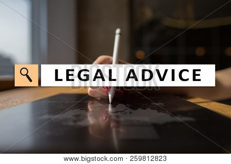 Legal Advice Ext On Virtual Screen. Consulting. Attorney At Law. Lawyer, Business And Finance Concep