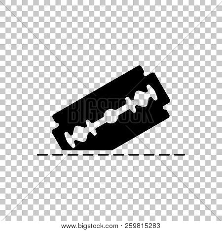 Razor Blade And Cutting Line. Simple Single Icon. On Transparent