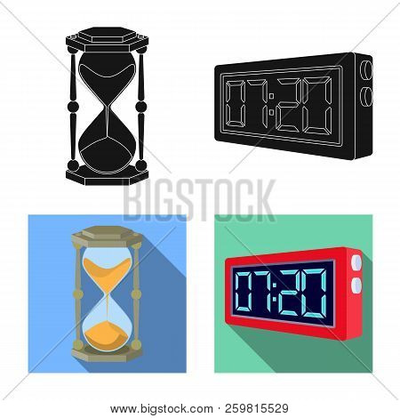 Vector Design Of Clock And Time Icon. Collection Of Clock And Circle Vector Icon For Stock.