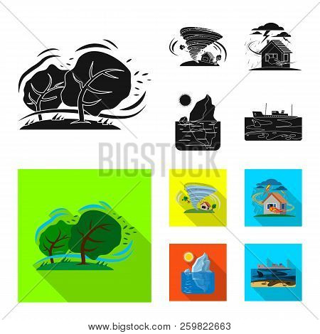 Vector Illustration Of Natural And Disaster Logo. Collection Of Natural And Risk Vector Icon For Sto