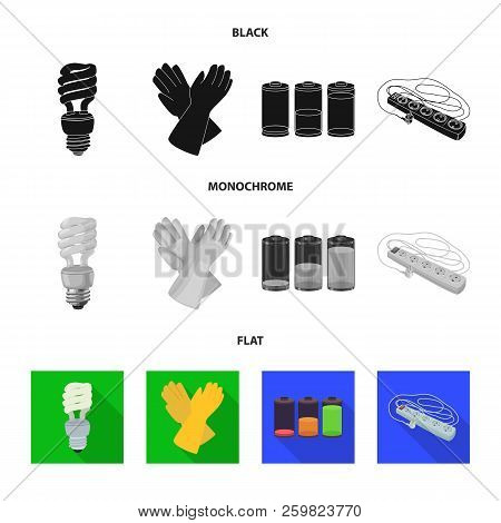Vector Design Of Electricity And Electric Symbol. Set Of Electricity And Energy Stock Symbol For Web