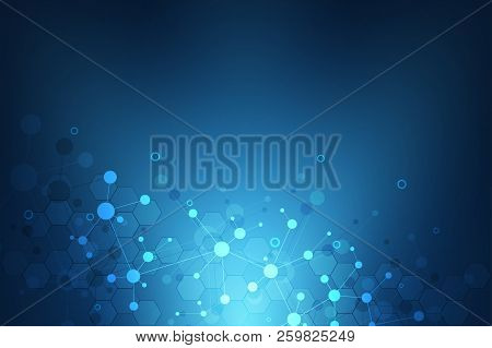 Molecular Structure Background And Communication. Abstract Background With Molecule Dna And Neural N