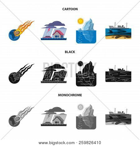 Vector Illustration Of Natural And Disaster Sign. Collection Of Natural And Risk Stock Vector Illust