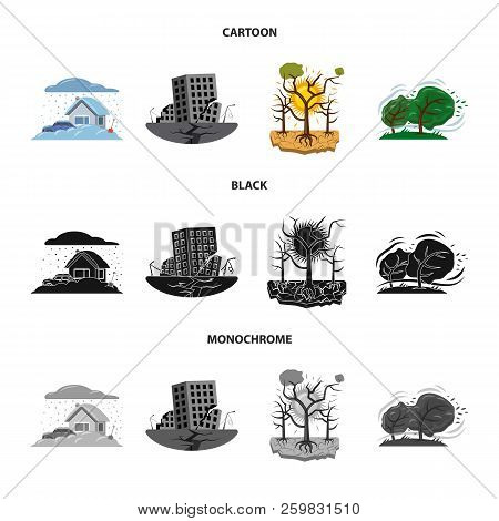 Vector Design Of Natural And Disaster Symbol. Collection Of Natural And Risk Vector Icon For Stock.
