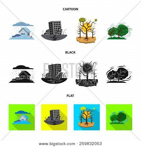 Vector Illustration Of Natural And Disaster Symbol. Collection Of Natural And Risk Stock Vector Illu