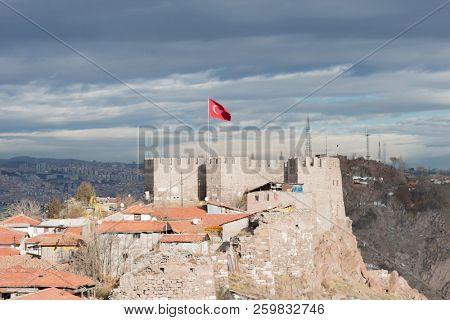 Ankara, Turkey - Ankara Castle in a dramatic cloudy sky