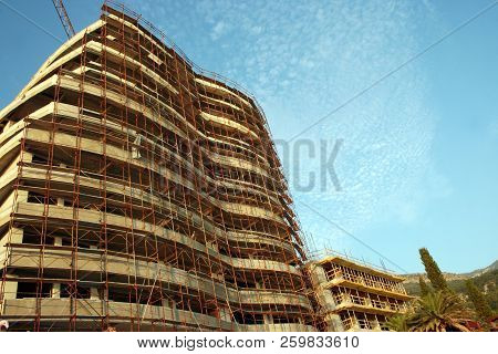 Detail From New Hotel Construction In Rafailovici, Montenegro