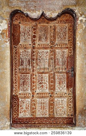 Old Door In Monastery Of Strehaia, Romania
