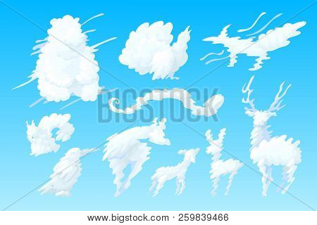 Vector Animal Shaped Cartoon Cloud Sky Set